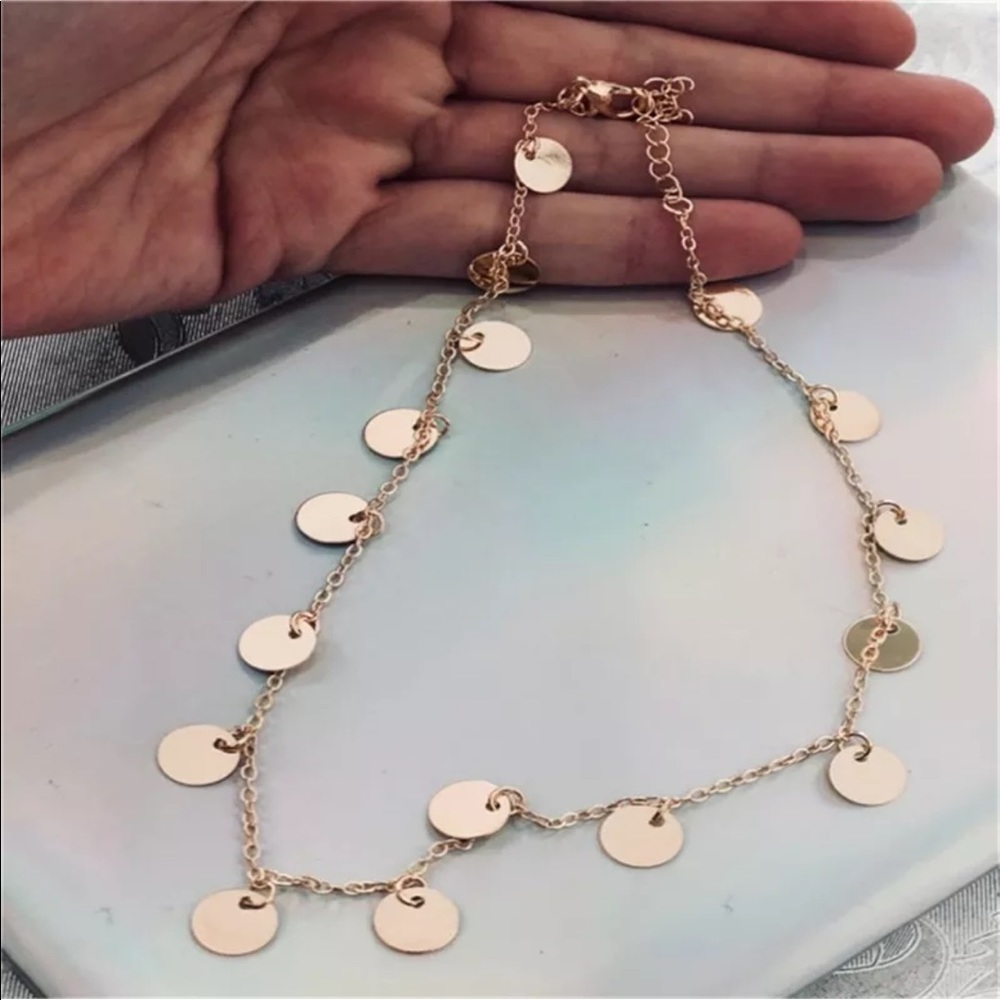 Gold Dipped Boho Choker Disc Necklace - Picture 2 of 4